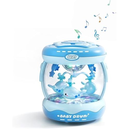 Baby Light Up Musical Toys for 6-12 Months,Rotating Crawling Tummy Time Infant Toys for Toddler 12-18 Months,Early Learning Baby Toy Gifts for Babies 3-6 7 8 9 12-18 Month（Blue）