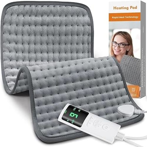 Heating Pad for Back Pain Relief, Heating Pads for Period Cramps with 9 Heat Settings & 4 Timers Auto-off, Machine Washable, Dry & Moist Heat, Soft Electric Heating Pad for Sore Muscles,Gift,12''×24''