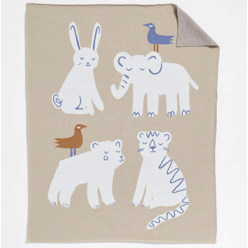 Heirloom Animal Printed Organic Cotton Baby Stroller Blanket