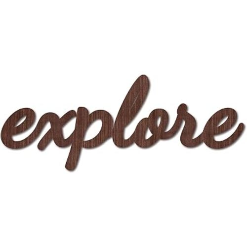 CREATCABIN Cutout Sign Explore Wooden Wall Art Decor Wood Word Sculpture Signs Rustic Farmhouse for Housewarming Home Front Door Entryway Wall Decoration, Brown, 11.9 x 4.7inch