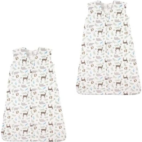 Touched by Nature Baby Organic Cotton Sleeveless Wearable Sleeping Bag, Sack, Blanket, Forest 2-Pack, 18-24 Months