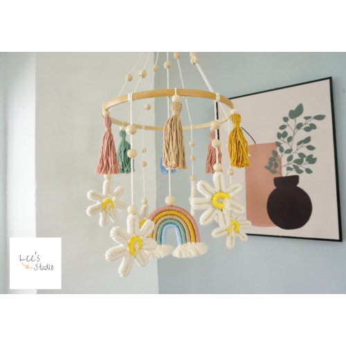 Baby Shower Gift, New Born Gift, Baby Sleep, Daisy Crib Mobile, Baby Room Decor, Flower Vibes Decor, Gift Box, Safari Mobile Nursery