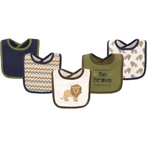 Hudson Baby Unisex Baby Cotton Bibs, Lion, One Size