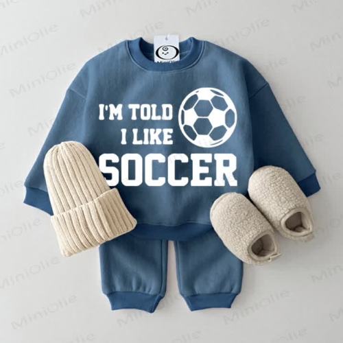 I'M TOLD I LIKE SOCCER Baby Blue Sweatsuit 2-piece Set