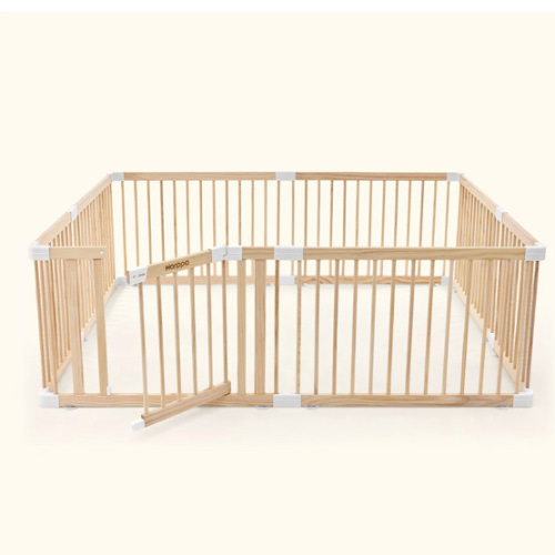 HARPPA Wooden Baby Gate Playpen | Non-Toxic Foldable DIY Adjustable Play Yard for Infants & Toddlers – Natural Finish Baby Fence for Small & Large Spaces