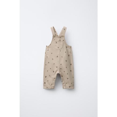 FLORAL TWILL OVERALLS - Beige | ZARA United States