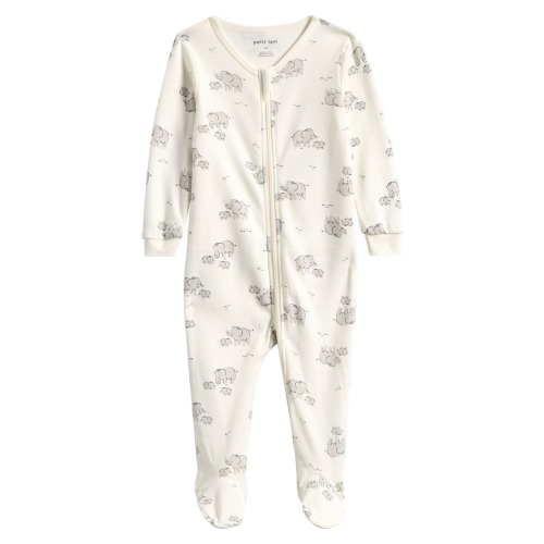 Elephant Print Cotton Footed Sleeper, 3M