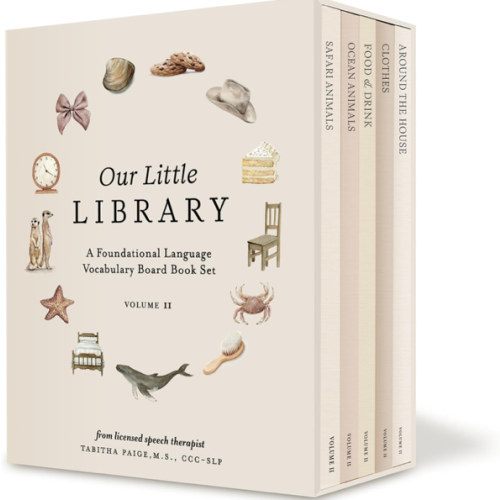 Our Little Library Vol. 2: First 100 Words Board Book Box Set, including Ocean Animals, Safari Animals, Food and Drink, Clothes, and Around the House (Tabitha Paige Children's Book Series)