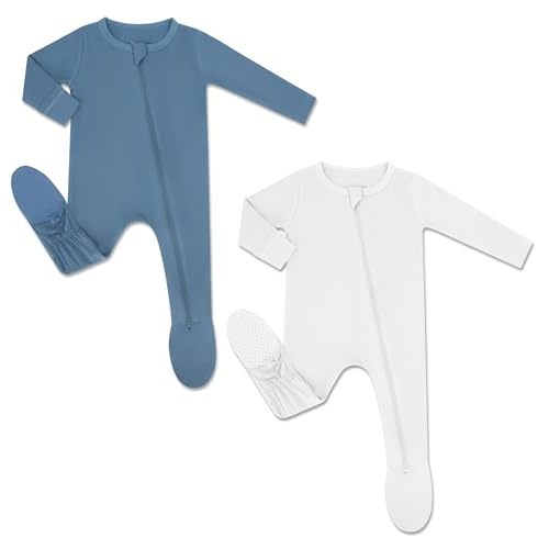 HAPIU Rayon from Bamboo Baby Footed Pajamas, 2 Way Zipper YKK, Footie for Baby Boy Girls, Newborn-24 Months