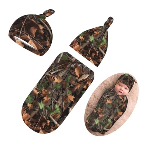 Personality Camo Newborn Swaddling Blanket Beanie Hat Funny Blanket Sleeping Bag New Born Sleep Sacks for Boys Girls
