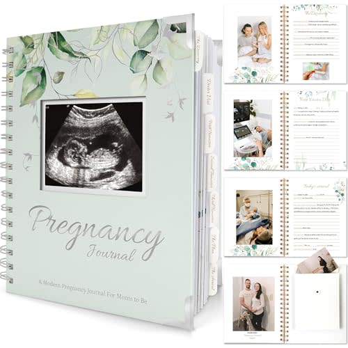 Pregnancy Journal for First Time Moms Gifts - 90 Pages Hardcover Pregnancy Memory Book, Beautiful & Cute Baby Book Keepsake, Ultrasound Baby Scrapbook, New Mom Gifts for Mother's Day (Sage)