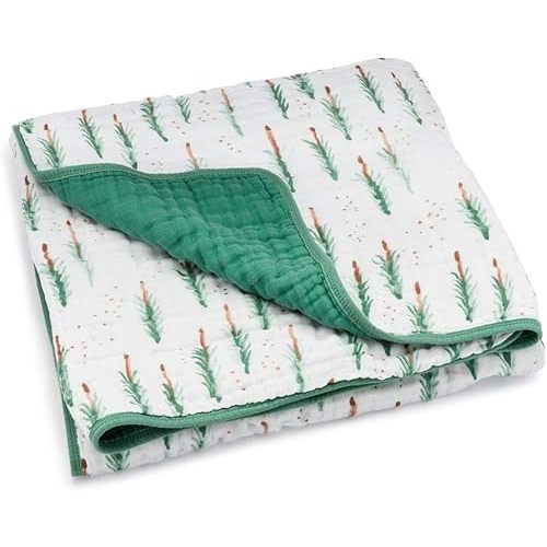 Parker Baby Muslin Blanket | 100% Soft Cotton Toddler Quilt & Baby Muslin Swaddle | Gender Neutral Design 47" x 47" Blanket