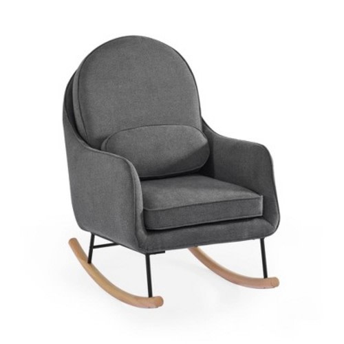 Delta Children Ella Rocker with LiveSmart Evolve Fabric - Stone Gray/Black and Natural Rocker Base