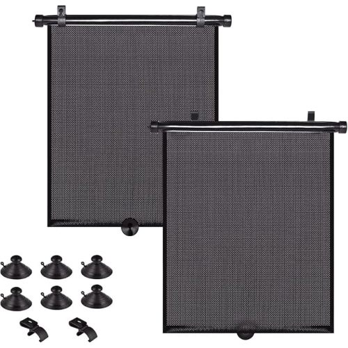 Car Sun Shade Side Window, Retractable Car Roller Shades for Side Window Blocks Harmful Sun Glare and Heat