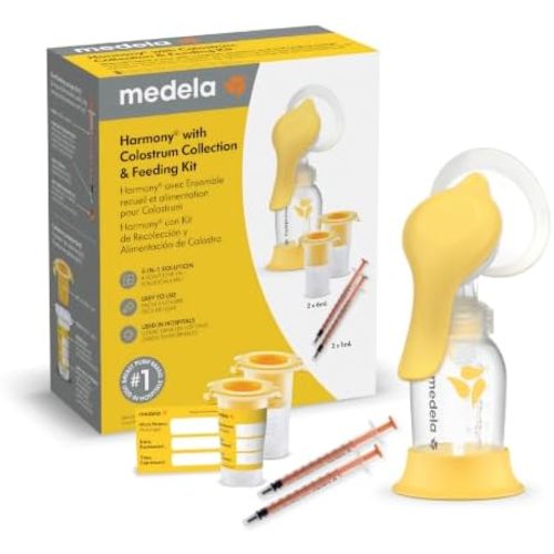 Medela Harmony Manual Breast Pump with Colostrum Collection and Feeding Kit, 4-in-1 Solution, Collect, Store, Feed, and Pump, Includes Colostrum Collectors and Feeding Syringes