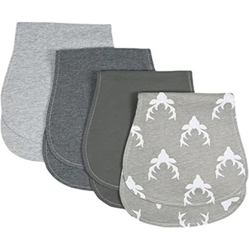 Baby Burp Cloths Baby Burp Set Curved Absorbent and Soft Valuable 4 Pack Double Layers (Grey Hue Deer)