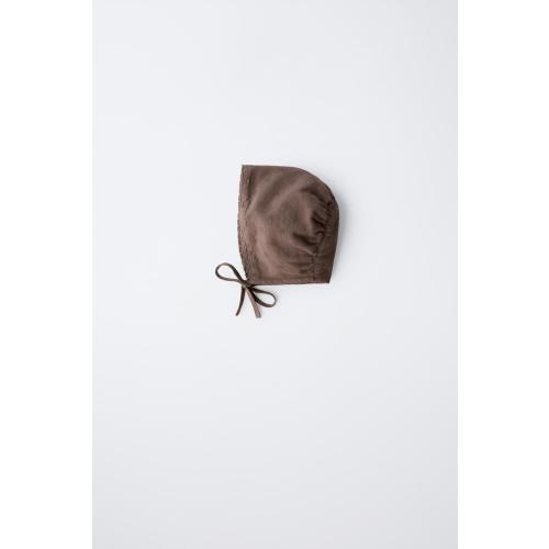 EMBROIDERED LACE BONNET - Brown | ZARA United States