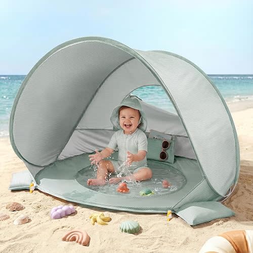 Tiny Land Baby Beach Tent with Pool & UV Protection Pastel Aqua
