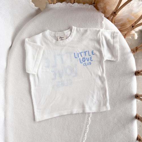 'Little Love Club' Tee - White & Blue - Dual Logo Design