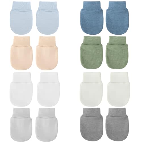 AQOKKA Newborn Baby Mittens No Scratch Cotton Elastic Wrist Gloves Infant Toddler Mittens for Baby Boy Girl 0-6 Months