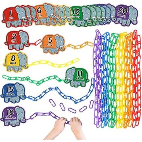 Aizweb 240pcs C-Clips Hooks Plastic Chain Links - Counting & Linking Activity Kit, Sensory Toys for Toddlers, Develops Kid's Fine Motor and Color Recognition & Sorting Skills,Educational Learning Toys