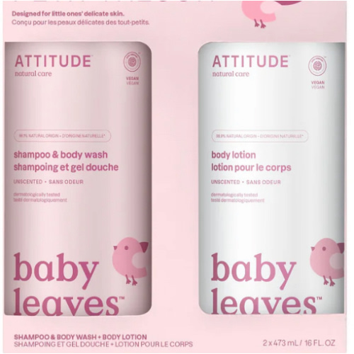 ATTITUDE 2-in-1 Baby Shampoo & Body Wash + Lotion Set – EWG Verified® Unscented