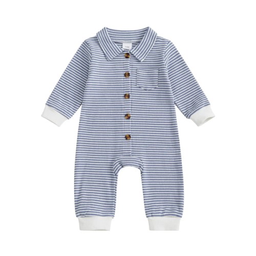 STRIPES Collared Jumpsuit - Hazel & Bo