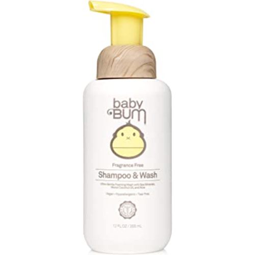 Baby Bum Shampoo & Wash | Tear Free Foaming Soap for Sensitive Skin with Nourishing Coconut Oil | Fragrance Free | Gluten Free and Vegan | 12 FL OZ