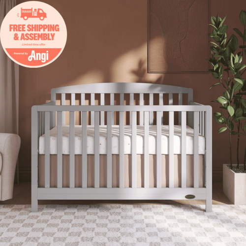 Dream On Me Odelle 5-in-1 Convertible Crib, Converts from Baby Crib to Toddler Bed, Day Bed, Kids Bed and Full Size Bed, Three Adjustable Mattress Height Positions, Pebble Gray