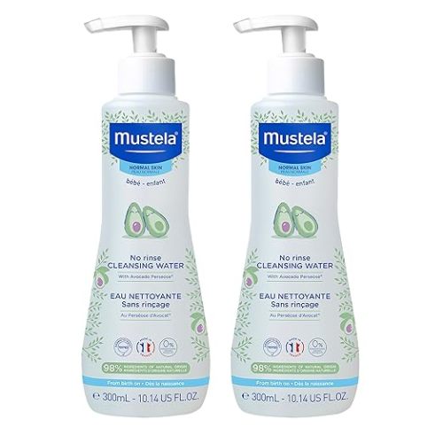 Mustela Baby Cleansing Water - No-Rinse Micellar Water - with Natural Avocado & Aloe Vera - for Baby's Face, Body & Diaper - 1 or 2-Pack - Various Sizes