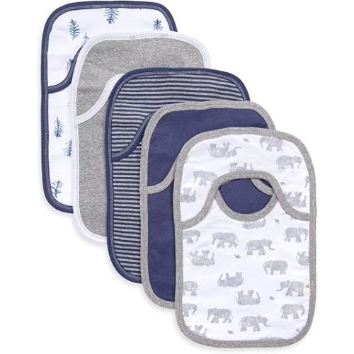 Burt’s Bees Baby Unisex Baby Bibs, Lap-Shoulder Drool Cloths, 100% Organic Cotton with Absorbent Terry Towel Backing Bibs | A newborn essential must have for baby registry featuring lap-shoulder burp cloth for teething babies