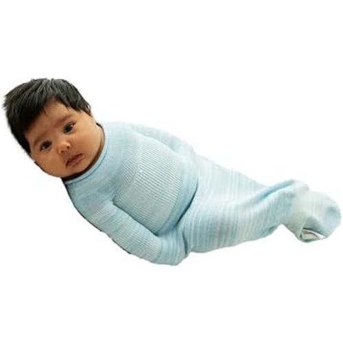 Swaddelini Swaddle Sleep Sack, Easy-to-Use Baby Sleep Sack, Helps Babies Sleep Longer, 0-3 Months, 6-12 Pounds, Made in USA, Blue