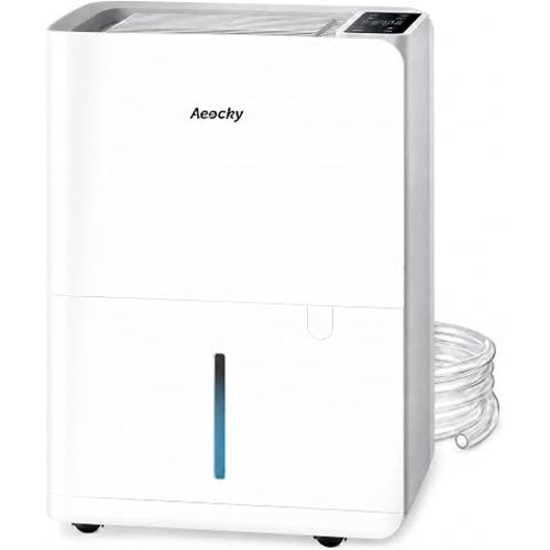 AEOCKY 50 Pint/Day Compressor Dehumidifier, 3500Sq.Ft for Basement, Home, Bedroom, Bathroom, with Drain Hose, 0.8 Gallon Water Tank Capacity, Intelligent Humidistat, Quiet
