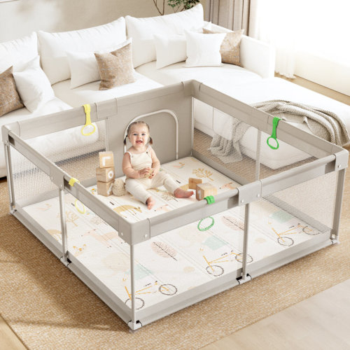 Uanlauo Baby Playpen with Mat, 59x59inch Playpen for Babies and Toddlers, Extra Large Baby Playpen & Reviews | Wayfair