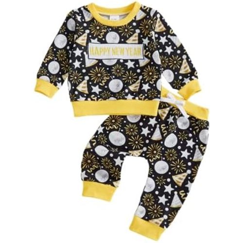 Kupretty Baby Boy Christmas Outfit Toddler Winter Clothes Santa Long Sleeve Crewneck Sweatshirts + Pants Clothing Sets