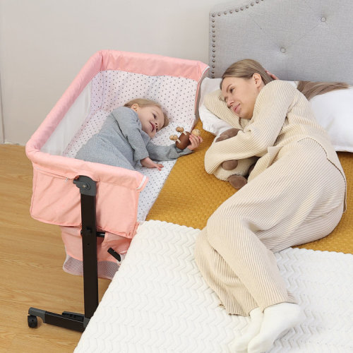 Zoomie Kids 3-in-1 Baby Bassinet Bedside Bed | Baby Headboard Bassinet With Wheels And Storage Basket, Full Mesh And Adjustable Height Headboard Crib Essential Items For Newborns 0-6 Months | Wayfair