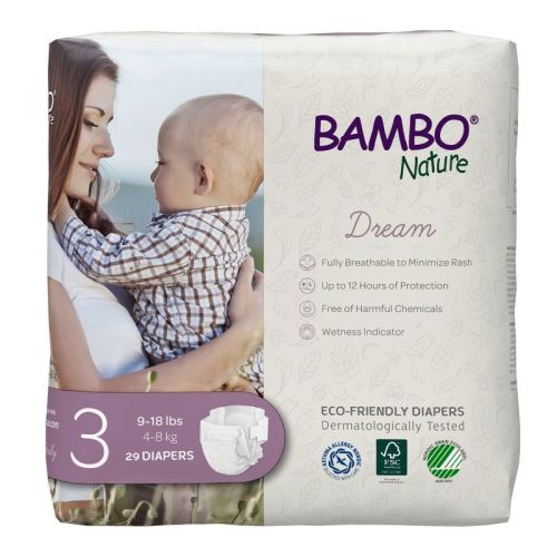 Bambo Nature Dream Disposable Diapers, Eco-Friendly, Size 3, 29 Count, 6 Packs, 174 Total