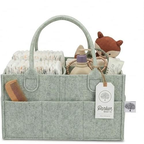 Parker Baby Co. Felt Diaper Caddy Organizer - Regular, Sage