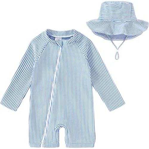 YOUNGER TREE Baby Boys Swimsuit Toddler One Piece Zipper Bathing Suit Long Sleeve Rash Guard Swimwear Sunsuit UPF 50+