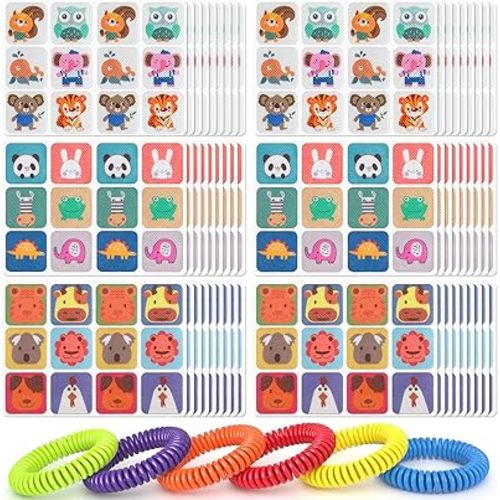 360 Pack Mosquito Stickers for Kids, with 6 Pack Mosquito Bracelets, Bug Stickers Natural DEET - Free, Plant Ingredients, Mosquito Patches for Outdoor Camping