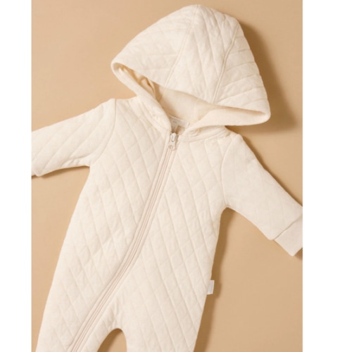 Cream Quilted Growsuit - Baby Growsuits - Purebaby - Purebaby