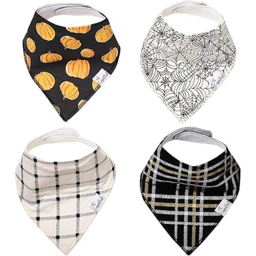 Copper Pearl 4 Pack Soft Cotton Baby Bibs for Drooling and Teething, Absorbent Drool Bibs for Baby Girl and Boy, Adjustable to Fit Newborns to Toddlers, Tons of Styles (Patch)