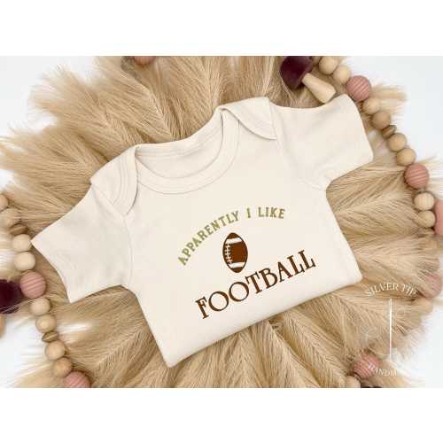 Embroidered Apparently I like Football Bodysuit, Football Bodysuit, Newest Football Fan, Football Assistant Coach, Funny Baby Shower Gift