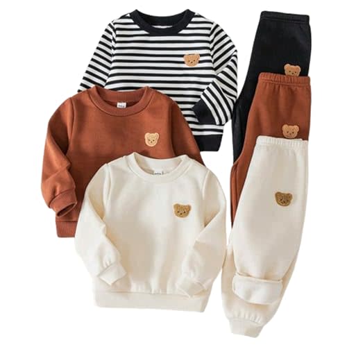 Baby Boys Sweatsuit Long Sleeve Sweatshirt and Pants Sets for 6M-3T | 6 Piece Toddler Spring Fall Clothes Outfits, Joggers Pants