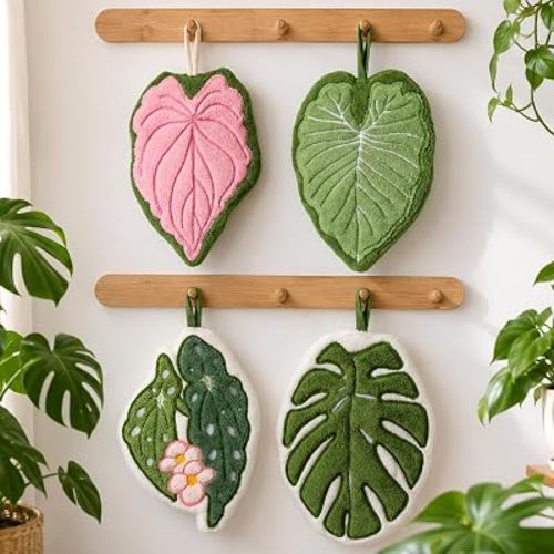4 Pack Leaf Hand Towel Cute Funny Leaf Kitchen Towels Bathroom Decor