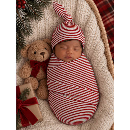 Red Stripe Ribbed Cotton Newborn Baby Swaddle Blanket – SpearmintLOVE