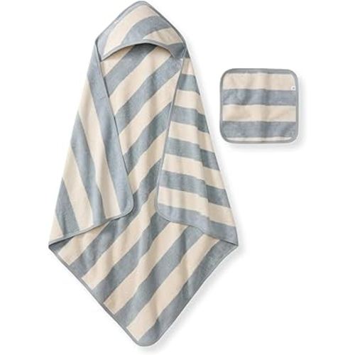 Burt's Bees Baby Hooded Woven Terry Towels Organic Cotton, Unisex Bath Essentials, Soft Nursery Towel for Infants, Toddlers, Kids