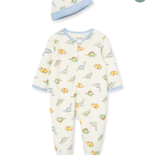 Dinomite 2-Way-Zip Footed One-Piece and Hat