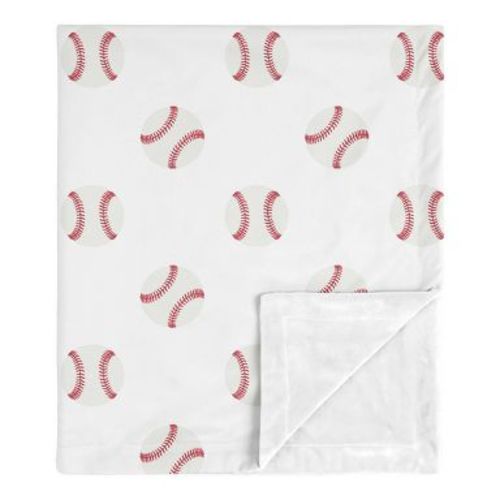 Sweet Jojo Designs Boy Baby Security Blanket Baseball Patch Red and White