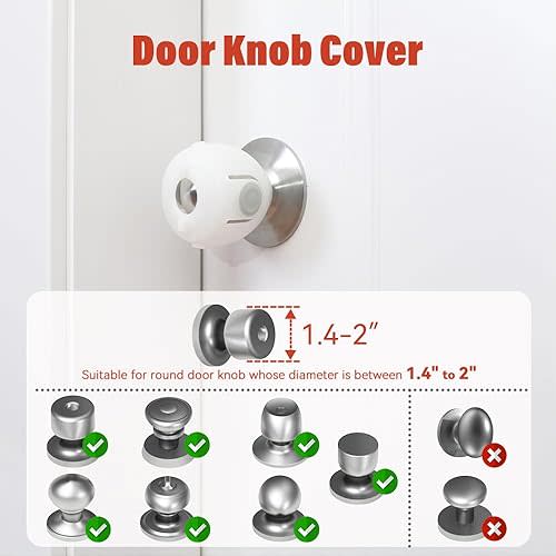 EUDEMON 4 Pack Baby Safety Door Knob Covers Door Knob Locks